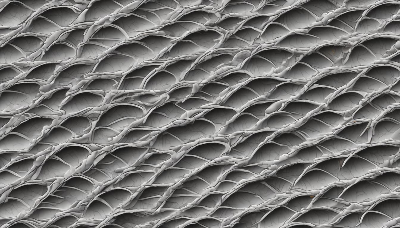 상어 피부의 리블렛 구조를 확대한 현미경 이미지