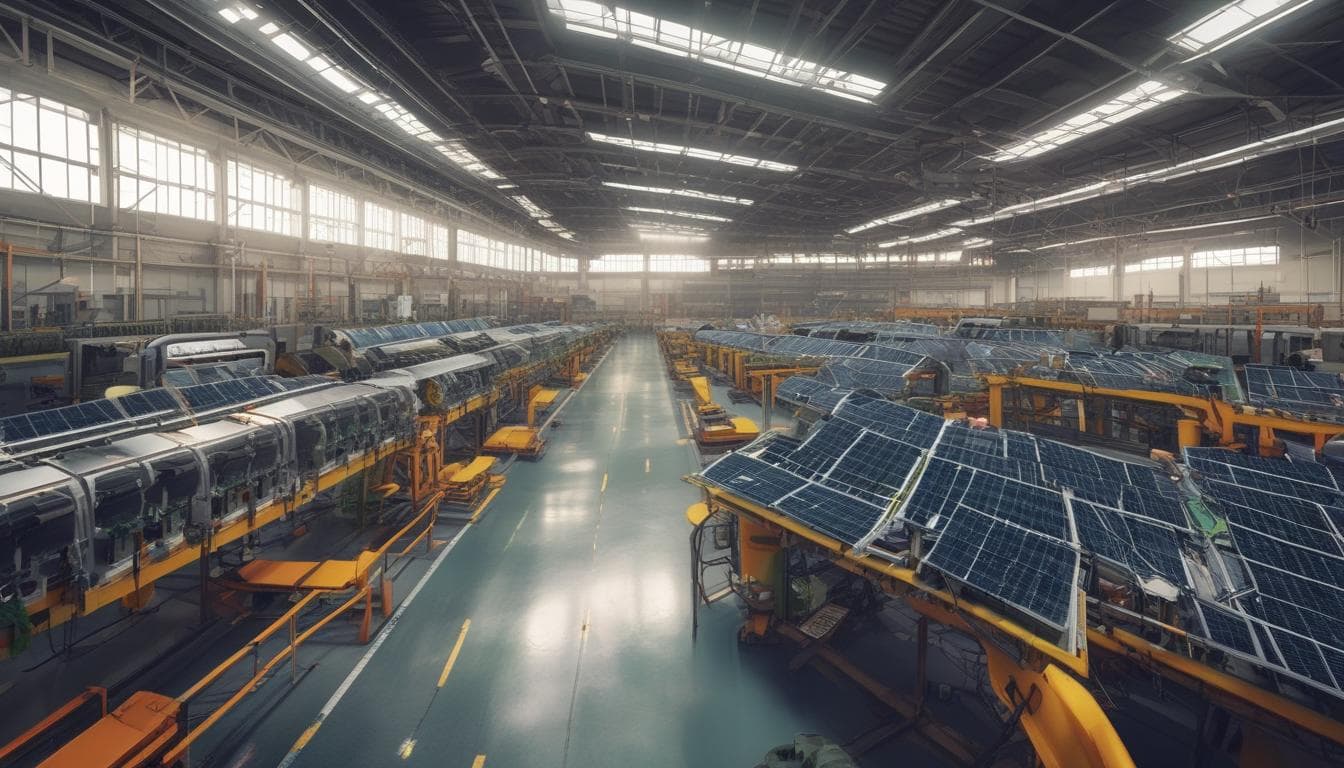 Immagine di una fabbrica automobilistica con pannelli solari