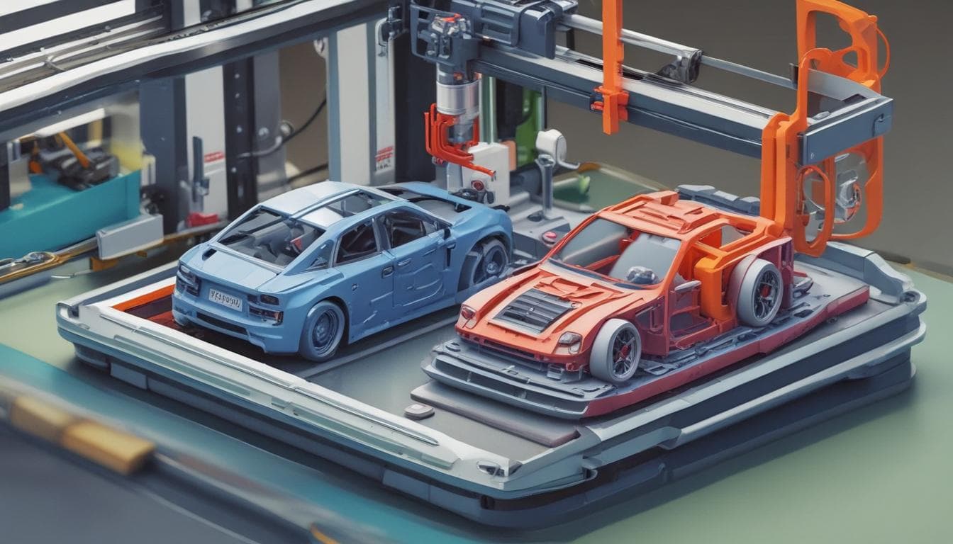 Image: A 3D printer producing a car part