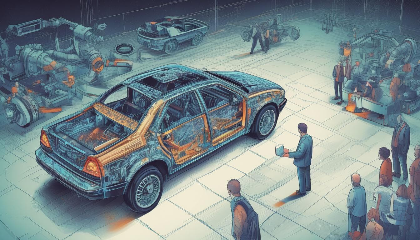 Illustration eines digitalen Zwillings einer Fahrzeugkomponente